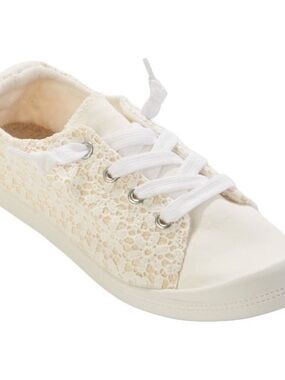 Cream Lace-Up Crochet Sneakers (NWOT)